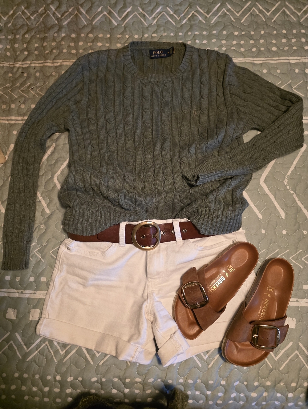Polo by Ralph Lauren Cable Knit Sweater in Olive Green